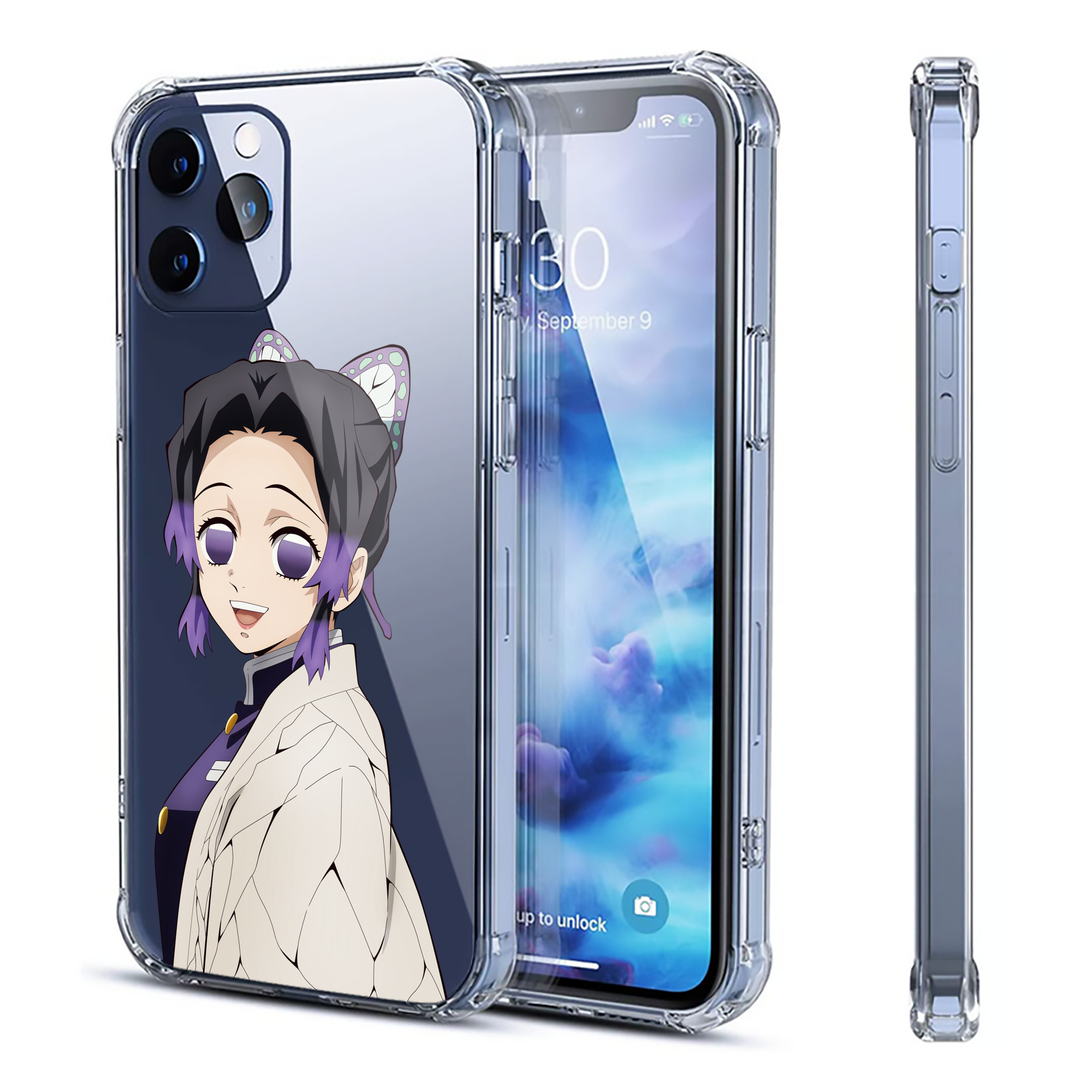 （画像用） 鬼滅の刃（きめつのやいば）蟲柱-胡蝶 しのぶ／こちょう しのぶ Kochou Shinobu 【iPhone 12シリーズ対応】透明スマホケース（クリアソフトケース）